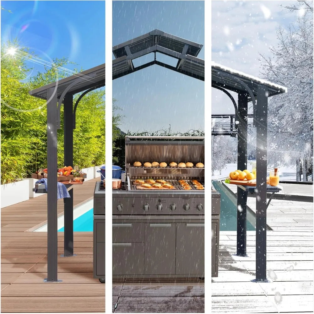 Galvanized Steel Gazebo, Ventilated Roof, 4-Thick Posts w/ Anchoring Plates + 2-Shelves.