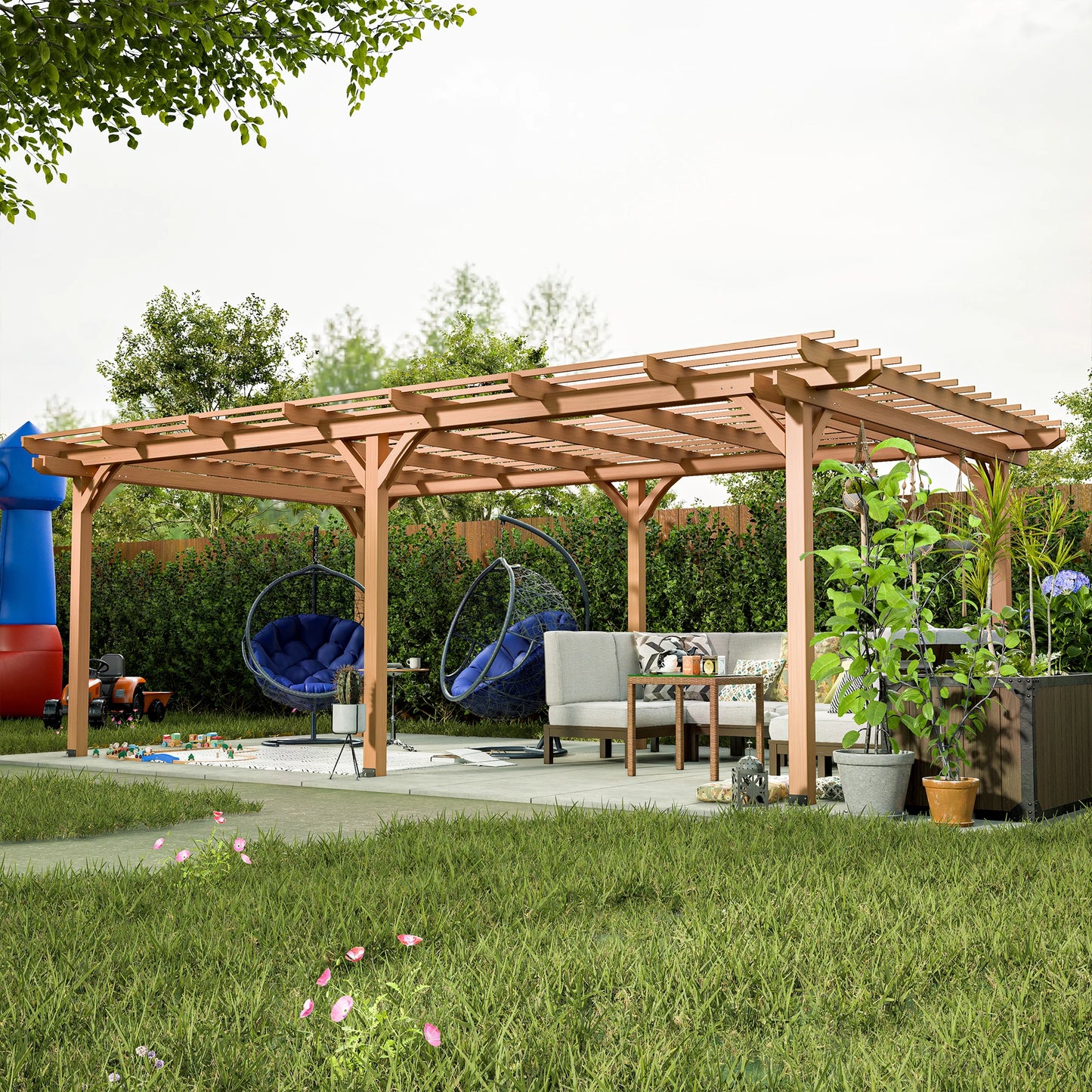 Sturdy Gazebo Pergola Made w/ Quality Fir Wood + Secure Craftmanship.