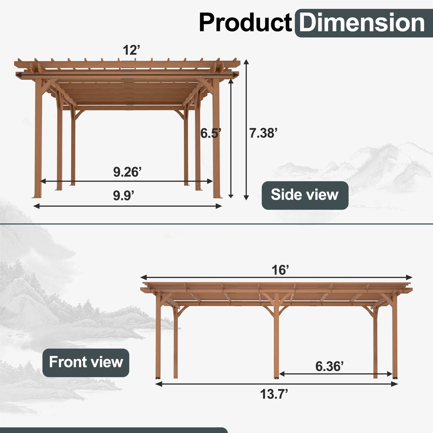 Sturdy Gazebo Pergola Made w/ Quality Fir Wood + Secure Craftmanship.
