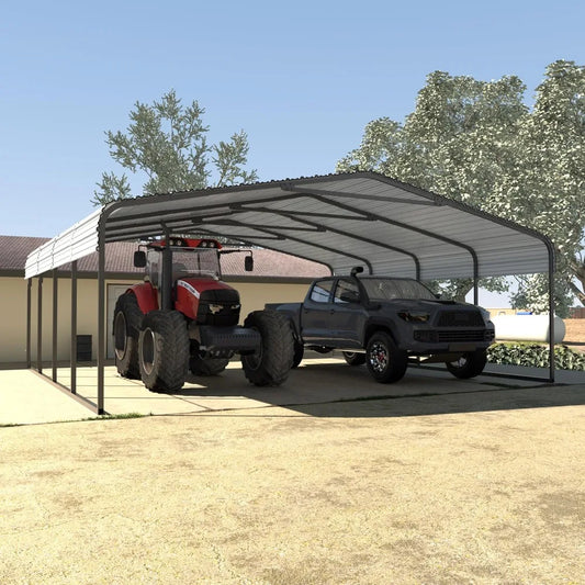 20x20 Heavy Duty Steel Metal Carport Canopy 20x20Structure w/ Innovative Assembly.