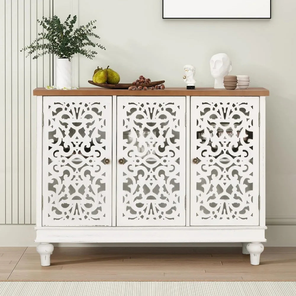Accent Cabinet or Dining Sideboard Buffet w/ Shelf Storage + Doors.