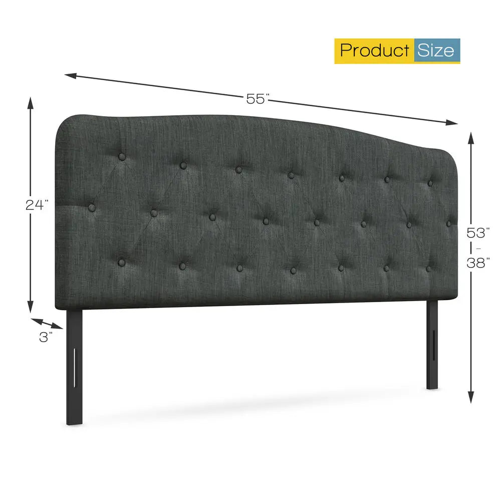 Full Size 
Linen Upholstered Button Tufted Adjustable Height Headboard.