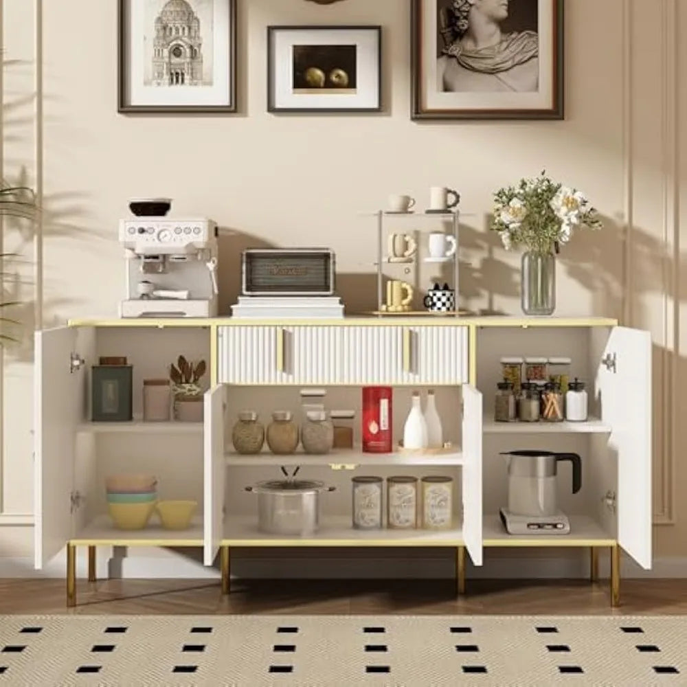 Console Cabinet or Sideboard Buffet w/ Drawers, Shelf Storage + Doors.
