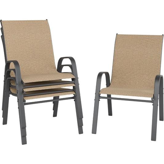 Modern Metal Dining or Conversation Arm Chairs, Set of 4. Stackable.