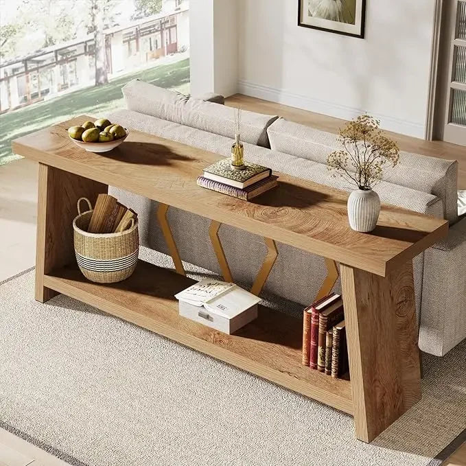 Narrow Rustic Wood Accent Console or Sofa Table.