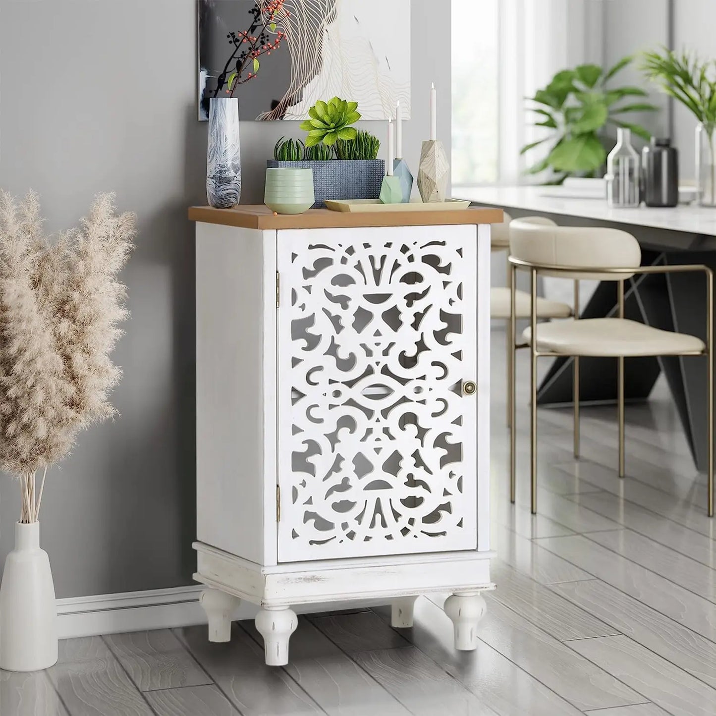 Accent Cabinet or Dining Sideboard Buffet w/ Shelf Storage + Doors.