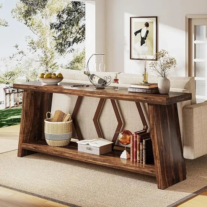 Narrow Rustic Wood Accent Console or Sofa Table.