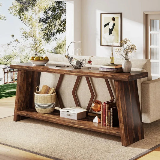 Narrow Rustic Wood Accent Console or Sofa Table.
