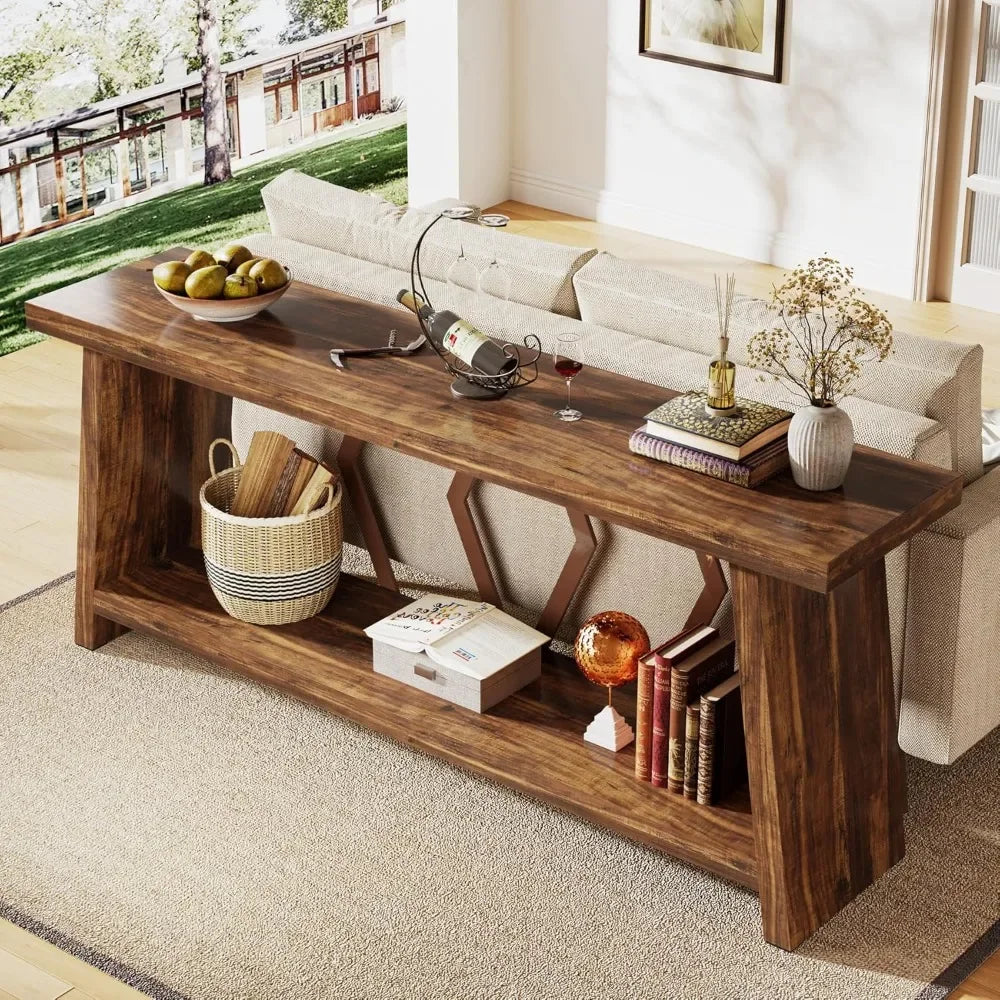 Narrow Rustic Wood Accent Console or Sofa Table.