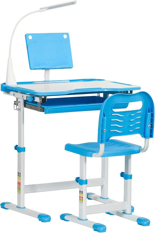 Adjustable Desk / Activity Station w/ Drawer, Accessories, Color LED Lights + Chair Set.