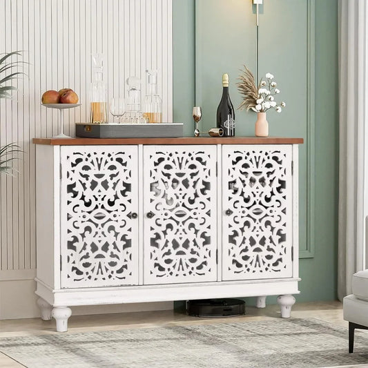 Accent Cabinet or Dining Sideboard Buffet w/ Shelf Storage + Doors.