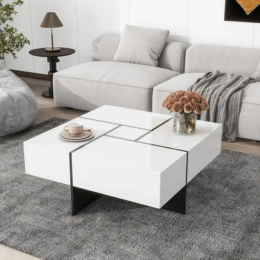 Smart + Creative Extendable Coffee Table w/ Sliding Pullout Sections + Hidden Storage.