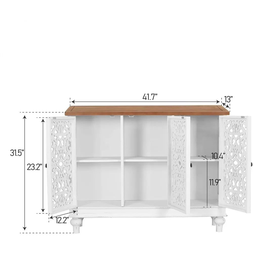Accent Cabinet or Dining Sideboard Buffet w/ Shelf Storage + Doors.