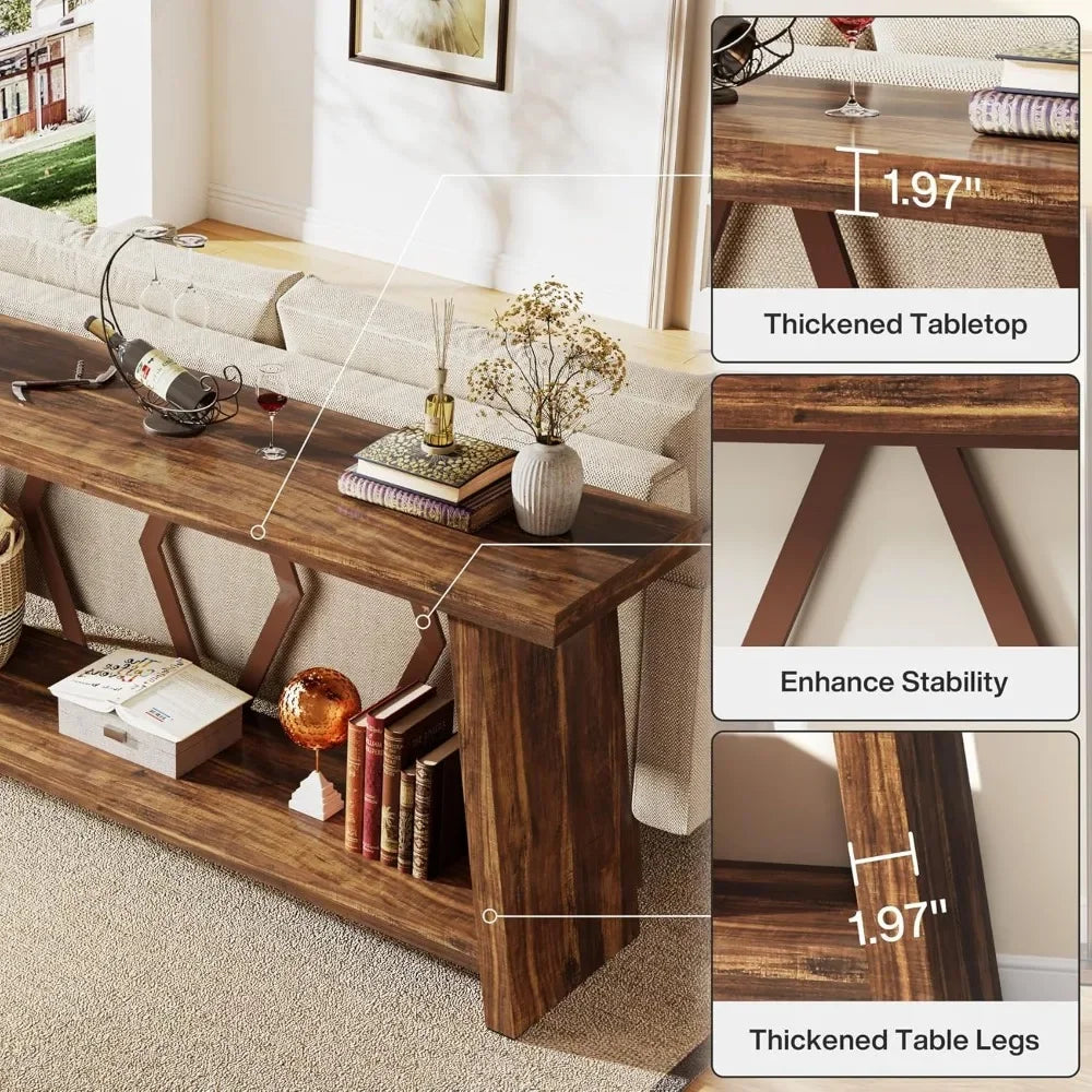Narrow Rustic Wood Accent Console or Sofa Table.