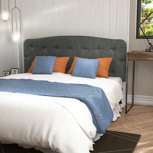 Full Size 
Linen Upholstered Button Tufted Adjustable Height Headboard.