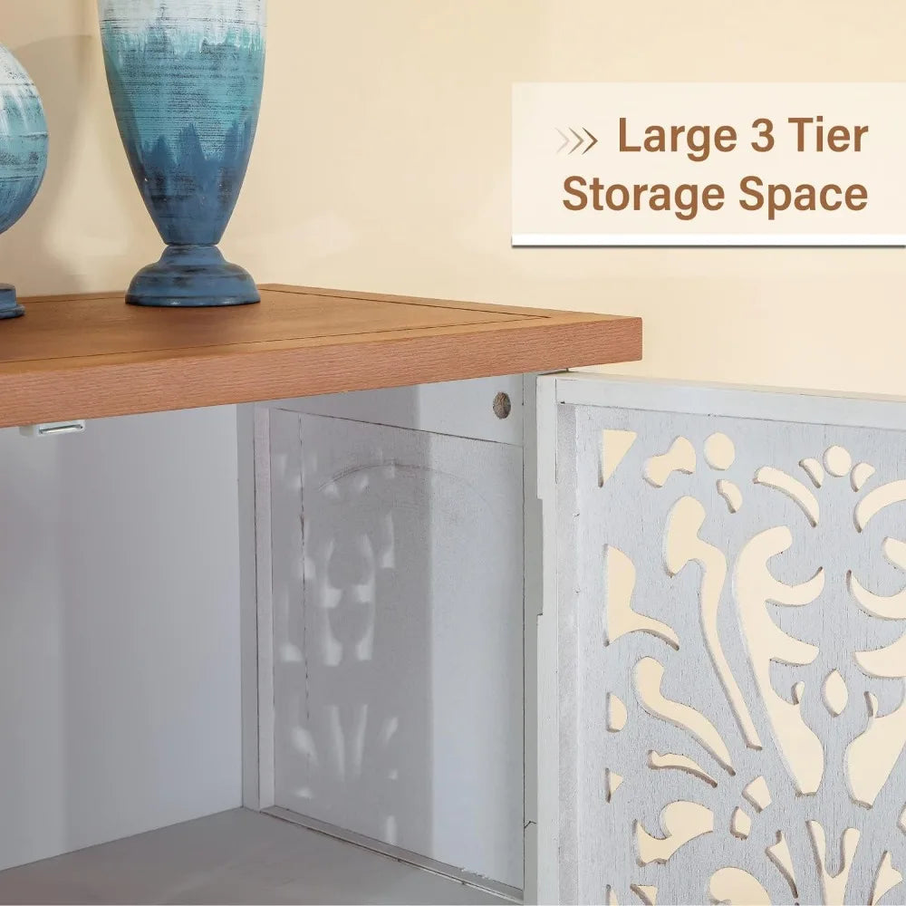 Accent Cabinet or Dining Sideboard Buffet w/ Shelf Storage + Doors.