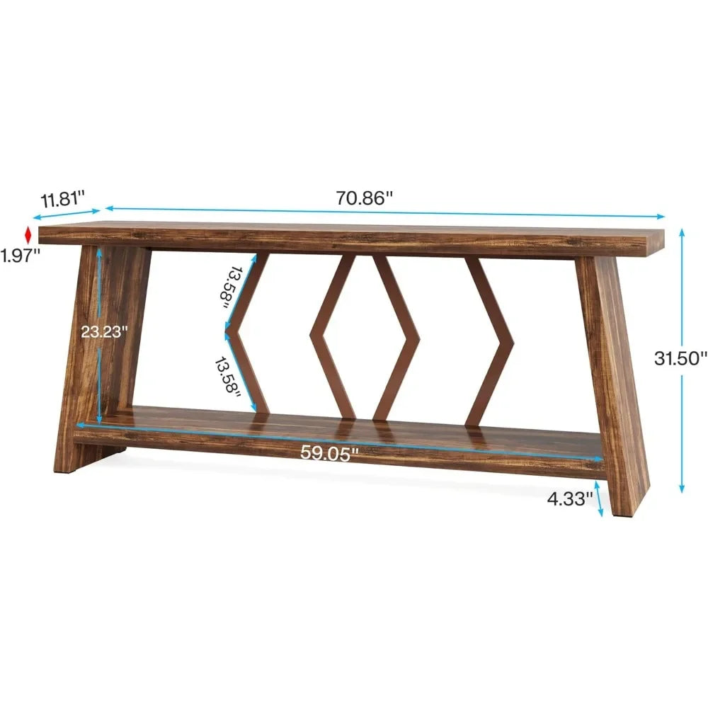 Narrow Rustic Wood Accent Console or Sofa Table.