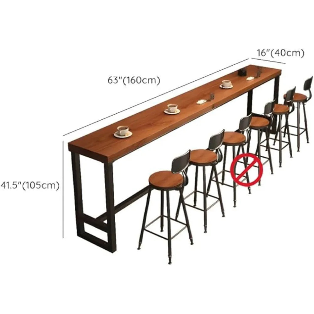 Modern Industrial Rectangle Bar Height Solid Wood 63in Table.