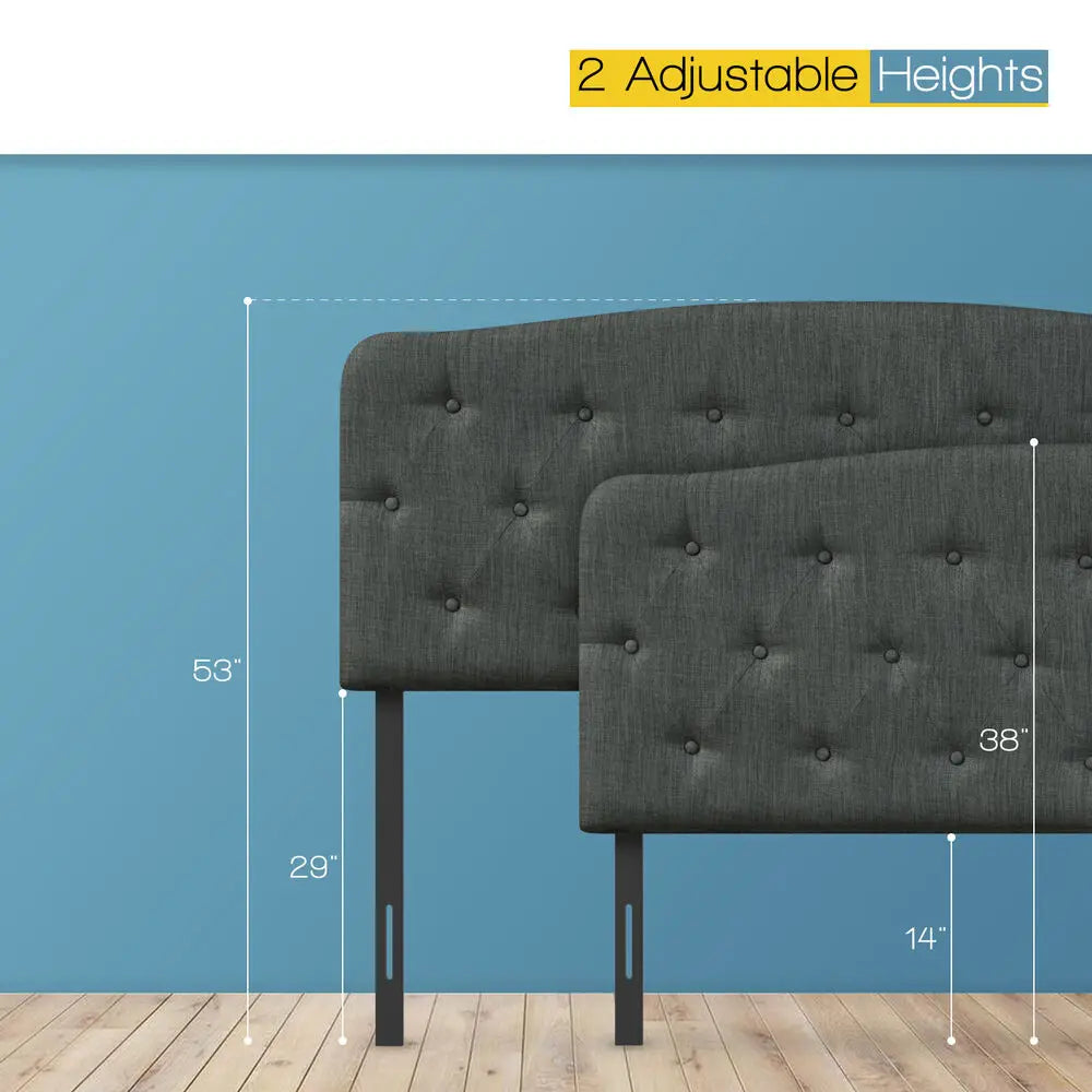 Full Size 
Linen Upholstered Button Tufted Adjustable Height Headboard.