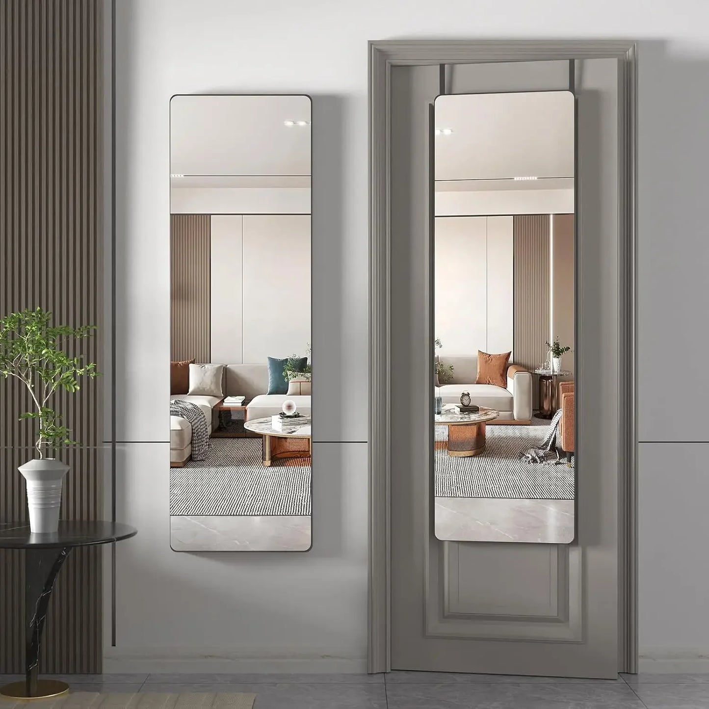 Modern Free Standing or Wall Mount Mirror w/ Dimming Light.