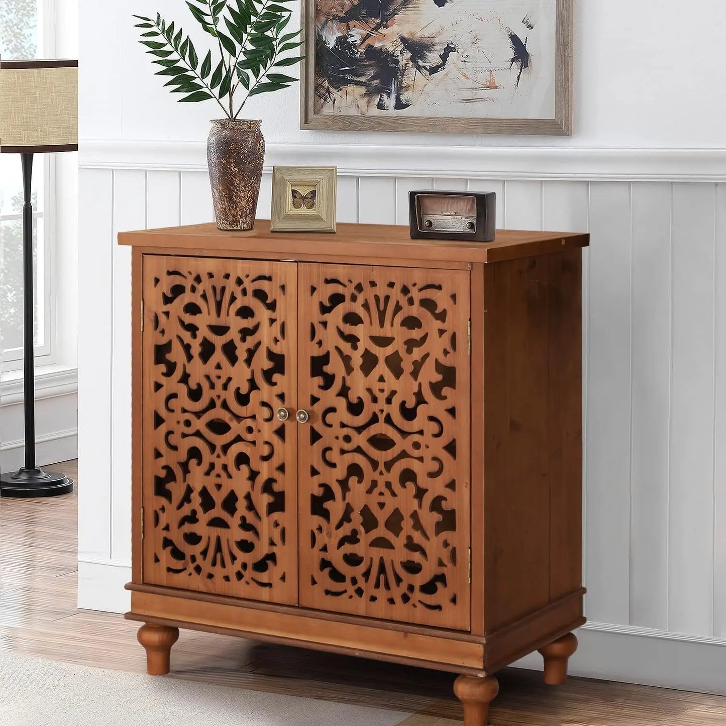 Accent Cabinet or Dining Sideboard Buffet w/ Shelf Storage + Doors.