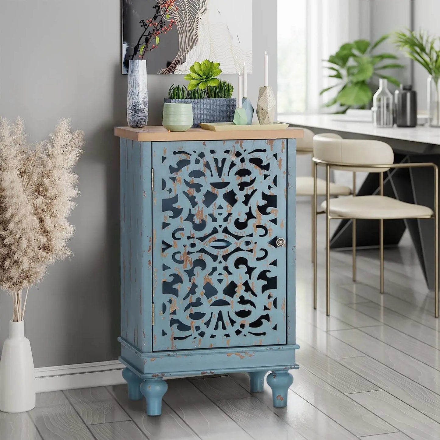 Accent Cabinet or Dining Sideboard Buffet w/ Shelf Storage + Doors.