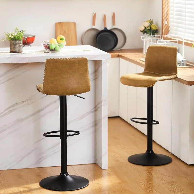 Heavy Duty Faux Leather Counter Height Swivel Bar Stool Chairs, Set of 3.