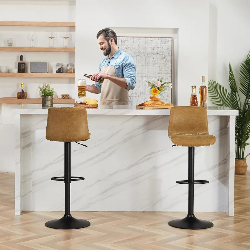 Heavy Duty Faux Leather Counter Height Swivel Bar Stool Chairs, Set of 3.