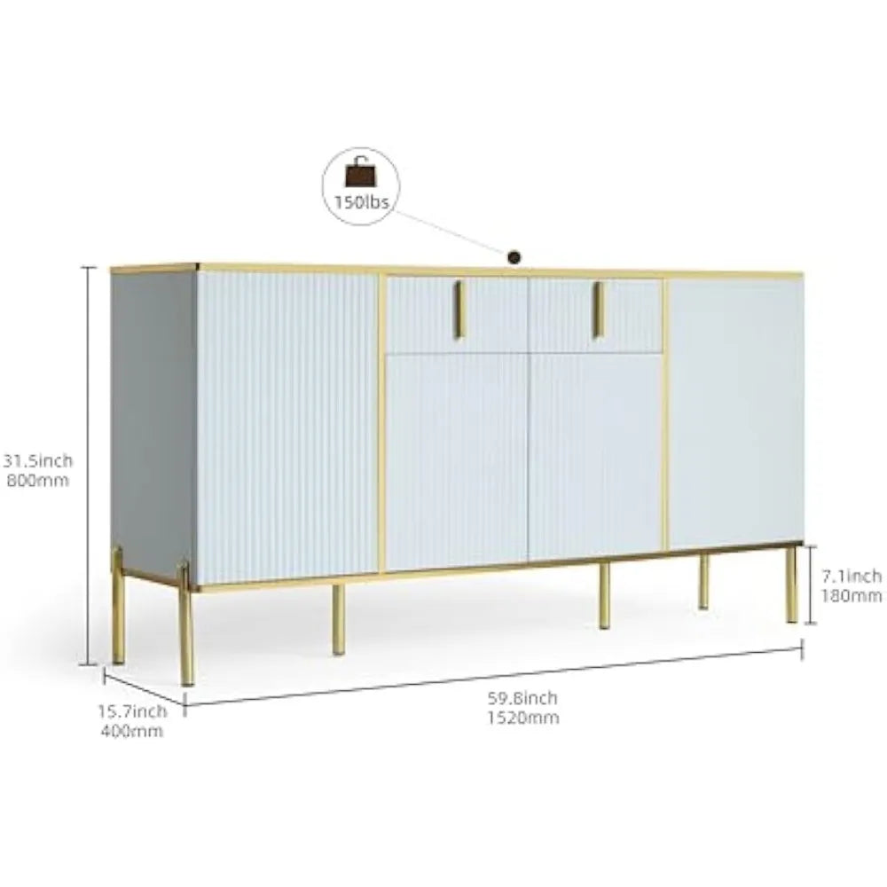 Console Cabinet or Sideboard Buffet w/ Drawers, Shelf Storage + Doors.