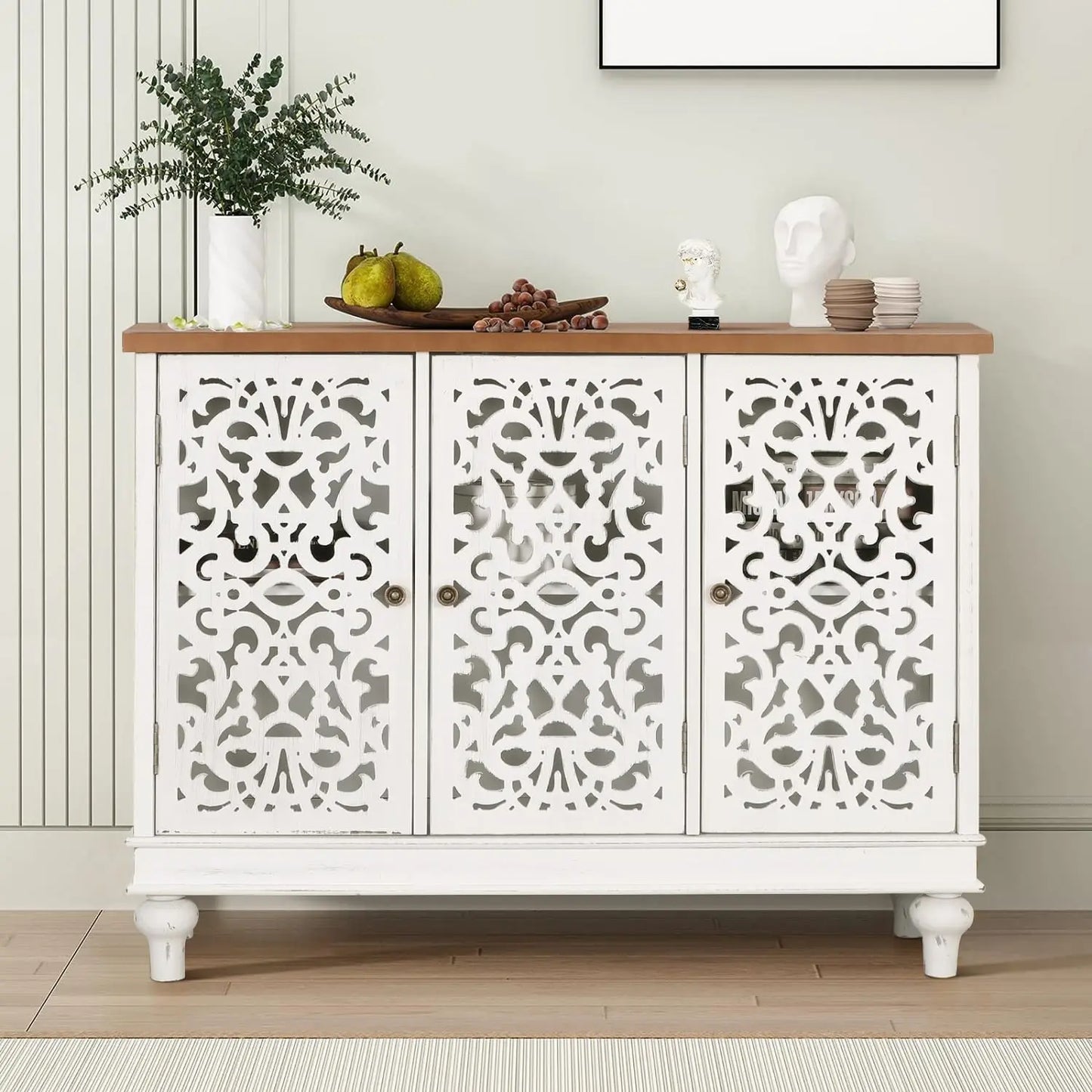 Accent Cabinet or Dining Sideboard Buffet w/ Shelf Storage + Doors.