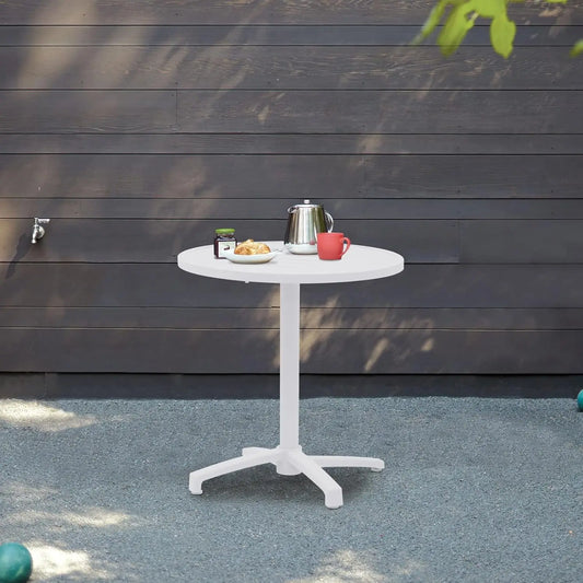 Bistro Style Table w/ Aluminum Frame Base + 27.4in Round Folding Slatted TableTop.