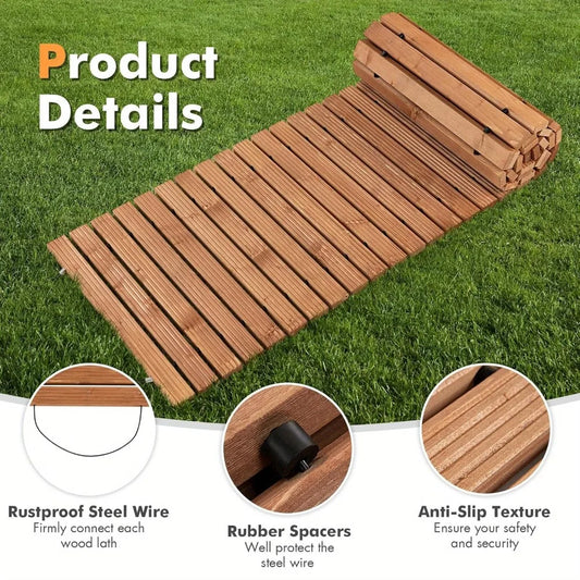 High Quality Weather Resistant Non-Slip Fir Wood Rollout Walkway Path.