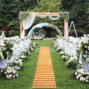 Extra-Wide Rollout Walkway Path w/ Solid Wood Slats + Steel Wire PVC.
