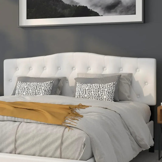 High Quality Upholstered Button Tufted Queen or King Size Headboard.