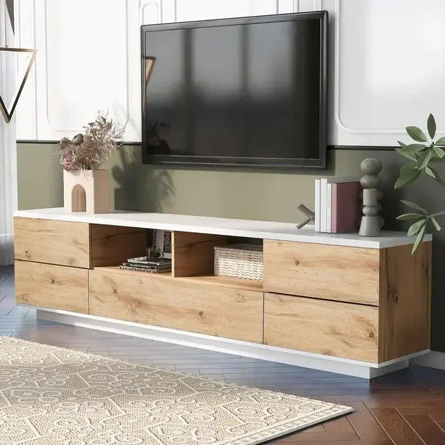 Modern Console or TV Media Cabinet w/ Ample Storage + Drop-Down Doors.