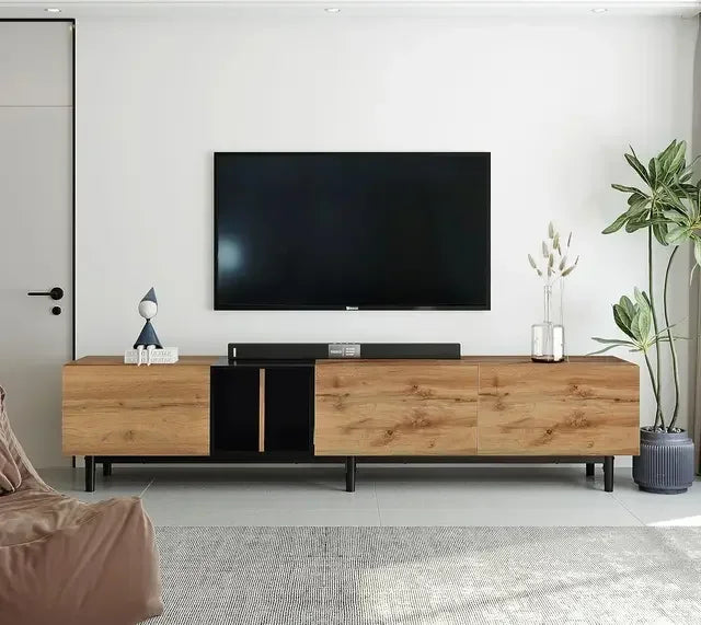 Modern Console or TV Media Cabinet w/ Ample Storage + Drop-Down Doors.
